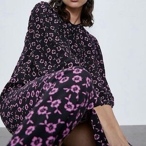 ZARA Maxi Dress Black and Purple Floral Dress Size XS • BLOGGER FAVORITE